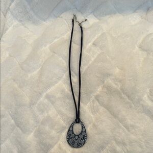 Lia Sophia Black Necklace with Silver Pendant